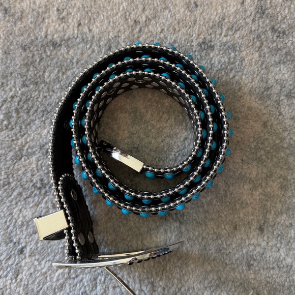 Women Western Rhinestone Studded Leather Belt - Picture 4 of 10